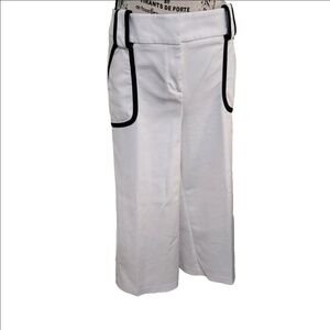 New York & Company White & Black Trim Wide Leg Pants Size 8